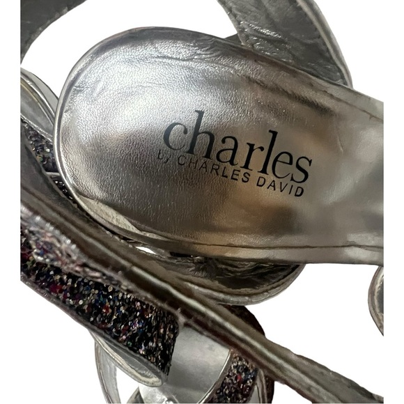Charles Multicolor Coarse Glitter Platform Heel Stiletto Sandal Size 7 NWOT - Picture 3 of 5